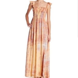 Tiare Hawaii Hollie Smocked Maxi Dress Tie Die One Size Slit Skirt‎ Revolve